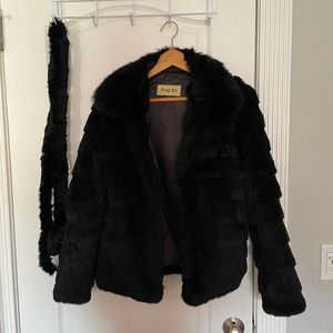 Winter fur coat black rabbit